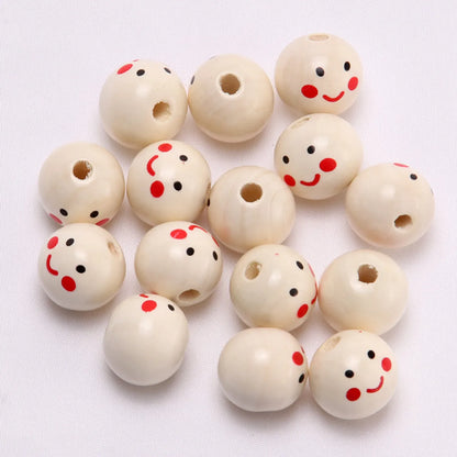 1 Piece Wood Emoji Face Beads