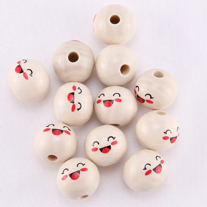 1 Piece Wood Emoji Face Beads