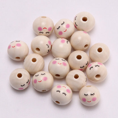 1 Piece Wood Emoji Face Beads