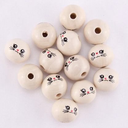 1 Piece Wood Emoji Face Beads