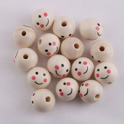 1 Piece Wood Emoji Face Beads