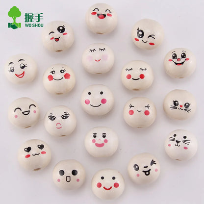 1 Piece Wood Emoji Face Beads