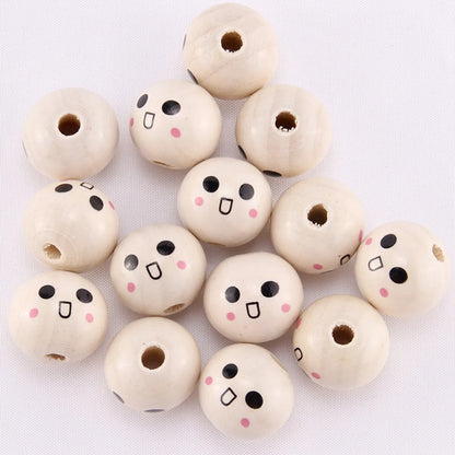 1 Piece Wood Emoji Face Beads