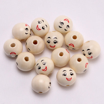 1 Piece Wood Emoji Face Beads