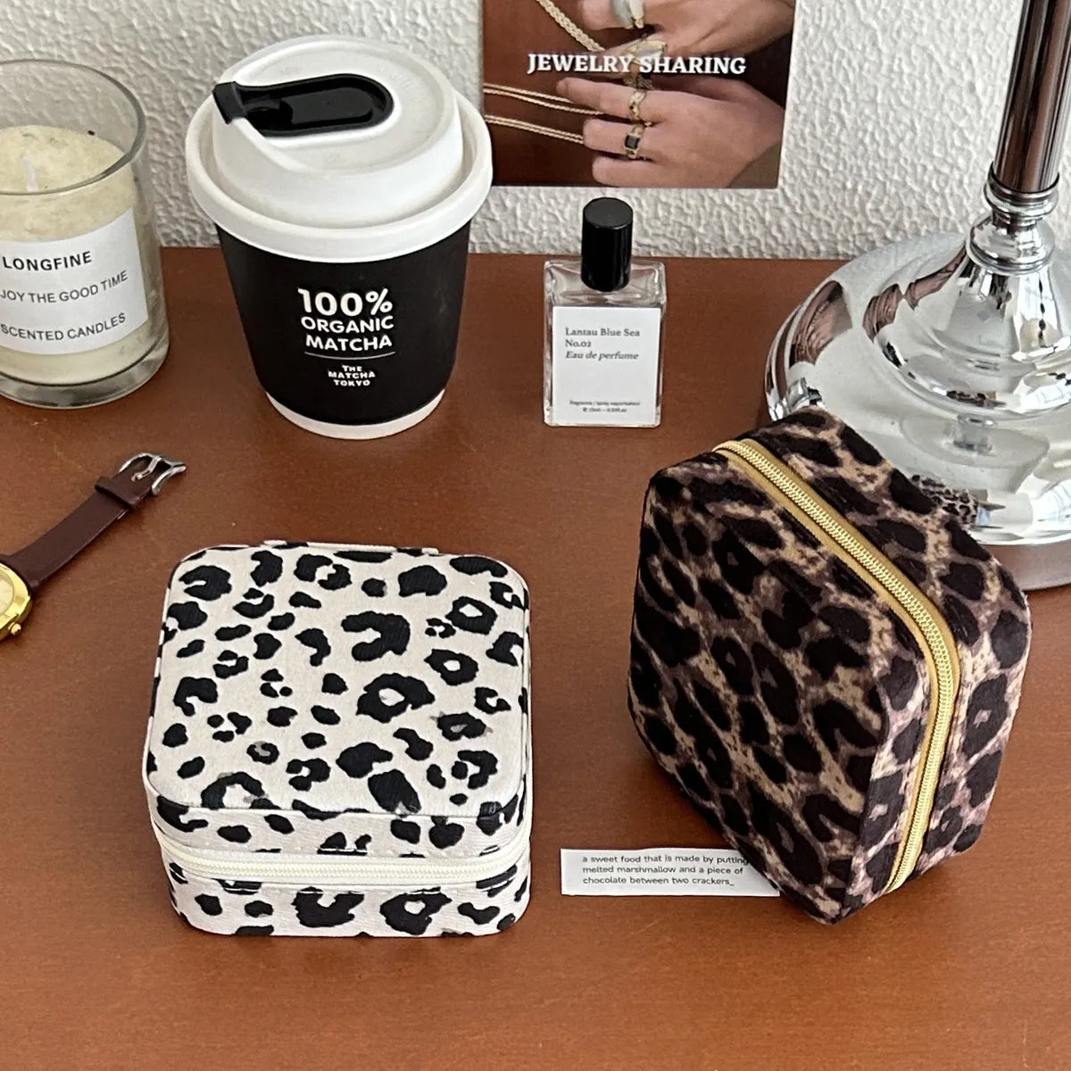 1 Piece Wood Retro Leopard Jewelry Boxes