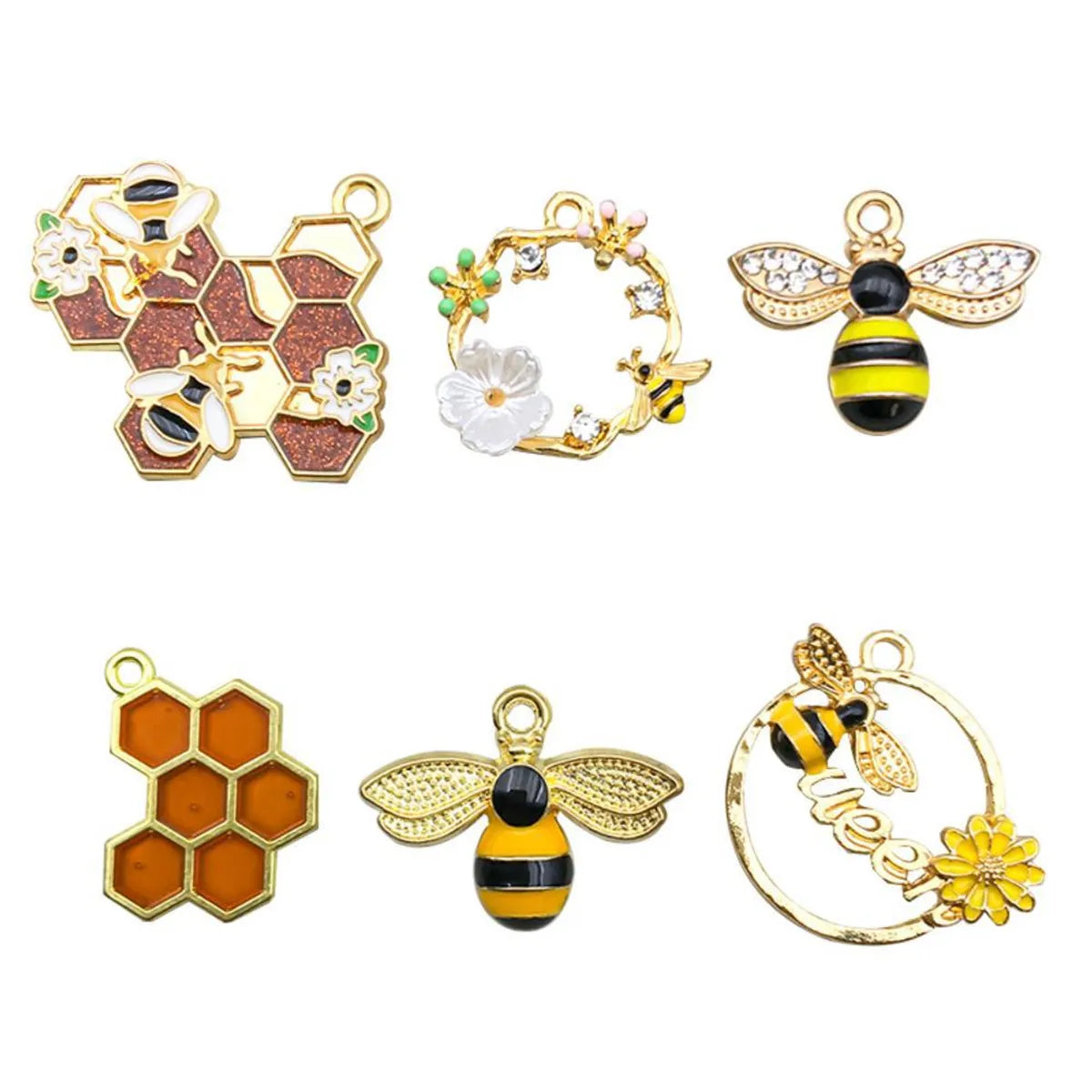 6 Models, 2 Each, 12/Bag Zinc Alloy Bee Pendant