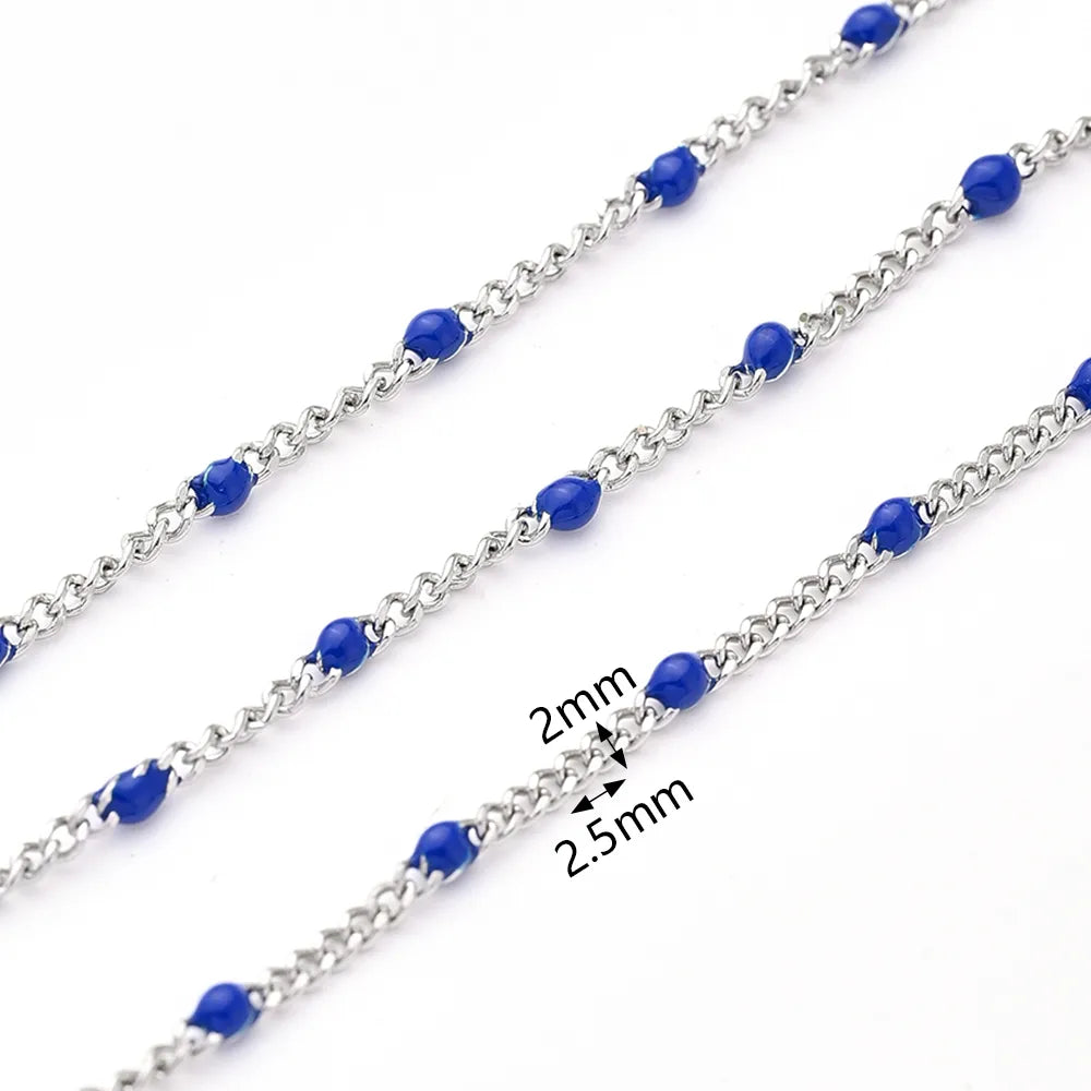 1 Roll 5 M 304 Stainless Steel Polished Flat Cross Chain Jewelry Accessories