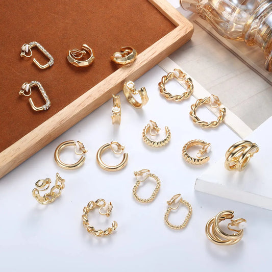 1 Set 1 Pair Basic Modern Style Classic Style C Shape Geometric Plating Inlay Alloy Rhinestones Ear Cuffs