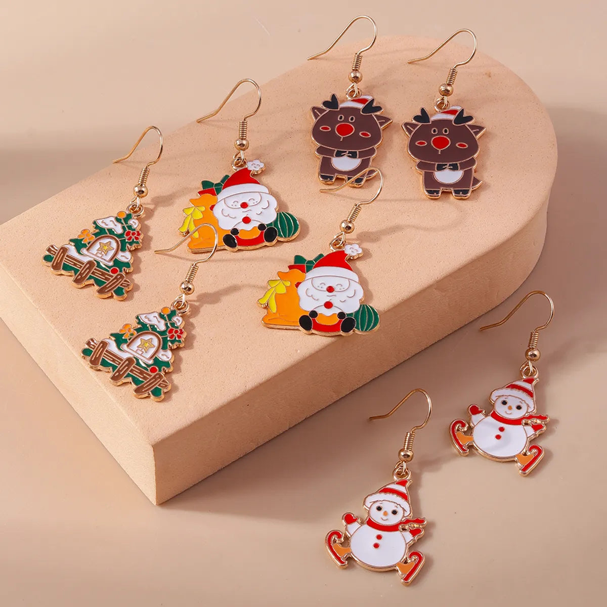 1 Set 1 Pair Casual Streetwear Christmas Tree Santa Claus Zinc Alloy Drop Earrings