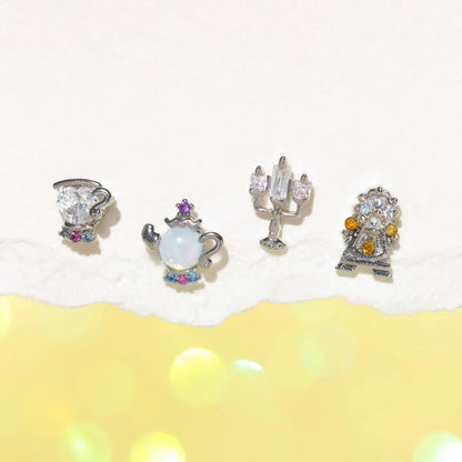 1 Set 1 Pair Cute Cartoon Character Inlay Brass Zircon Ear Studs