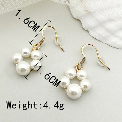 1 Set 1 Pair Elegant Cute Sweet Heart Shape Flower Plating Inlay 304 Stainless Steel Artificial Pearls 14K Gold Plated Drop Earrings Ear Studs