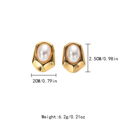 1 Set 1 Pair Elegant Cute Sweet Heart Shape Flower Plating Inlay 304 Stainless Steel Artificial Pearls 14K Gold Plated Drop Earrings Ear Studs