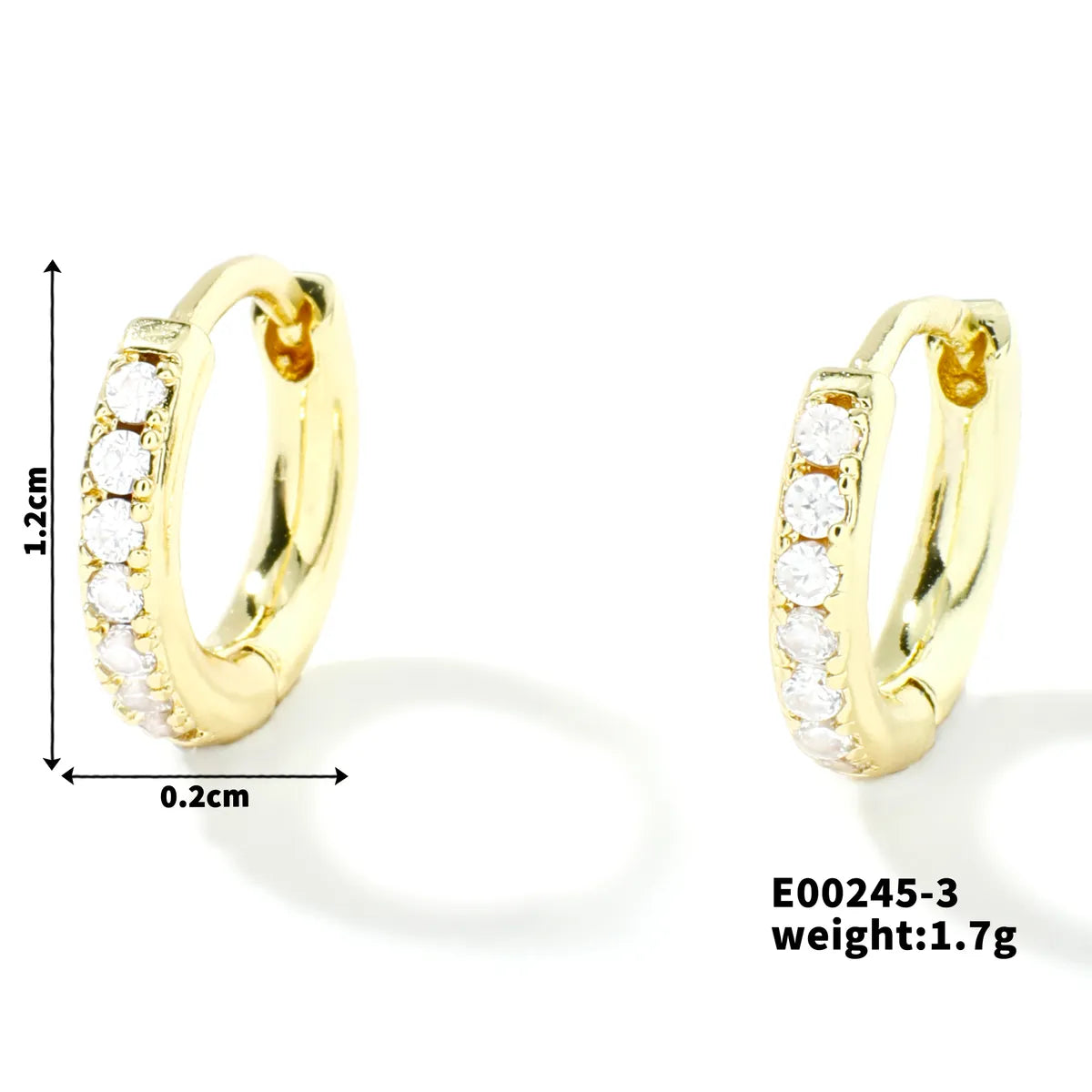 1 Set 1 Pair Elegant Streetwear Shiny Circle Inlay Copper Zircon K Gold Plated Earrings