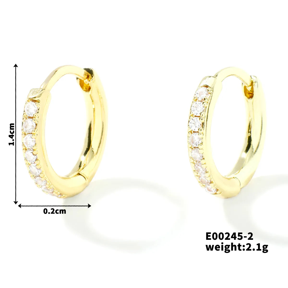 1 Set 1 Pair Elegant Streetwear Shiny Circle Inlay Copper Zircon K Gold Plated Earrings