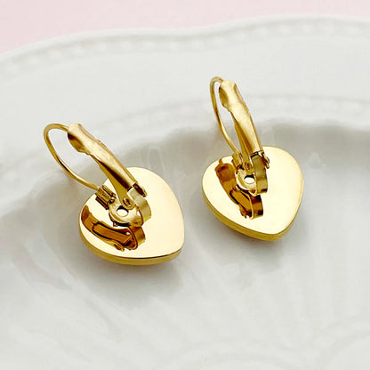 1 Set 1 Pair Fairy Style Classic Style Roman Style Oval Heart Shape Plating Inlay 304 Stainless Steel Artificial Pearls 14K Gold Plated Drop Earrings Earrings Ear Studs