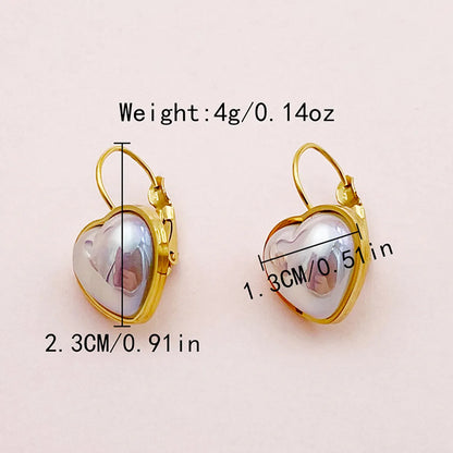 1 Set 1 Pair Fairy Style Classic Style Roman Style Oval Heart Shape Plating Inlay 304 Stainless Steel Artificial Pearls 14K Gold Plated Drop Earrings Earrings Ear Studs