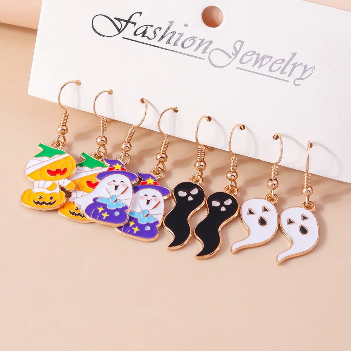 1 Set 1 Pair Funny Ghost Zinc Alloy Drop Earrings