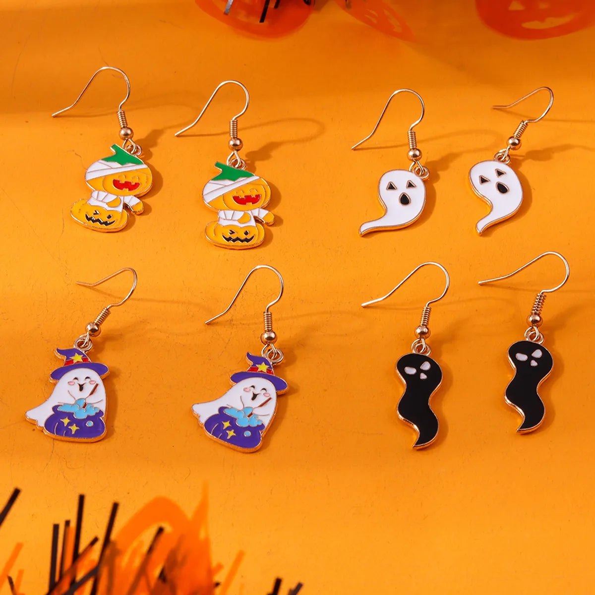 1 Set 1 Pair Funny Ghost Zinc Alloy Drop Earrings