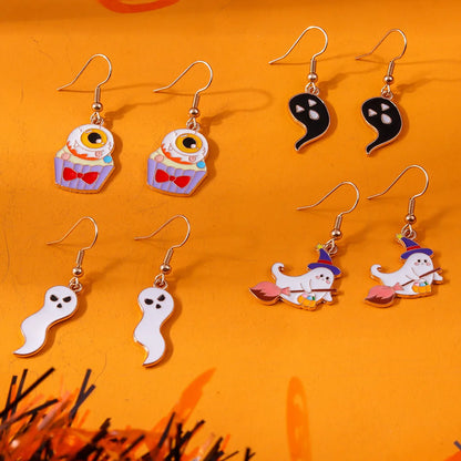 1 Set 1 Pair Funny Ghost Zinc Alloy Drop Earrings