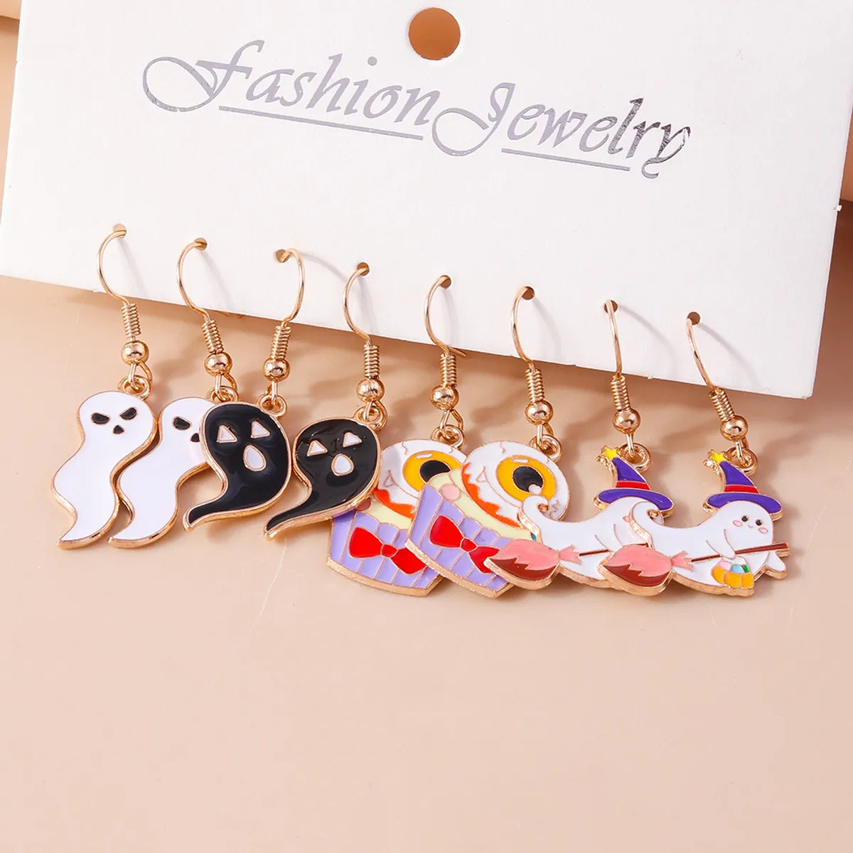 1 Set 1 Pair Funny Ghost Zinc Alloy Drop Earrings