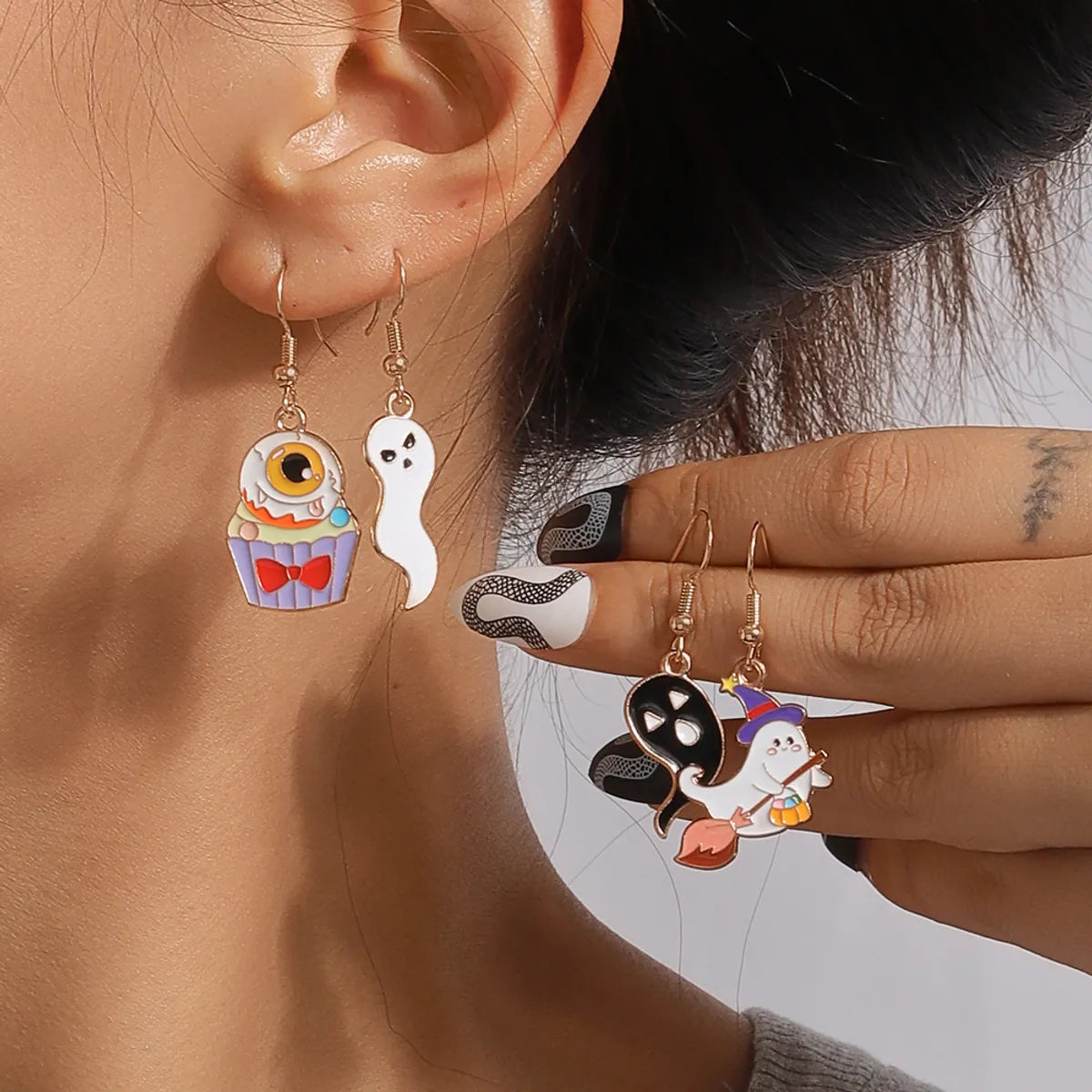 1 Set 1 Pair Funny Ghost Zinc Alloy Drop Earrings