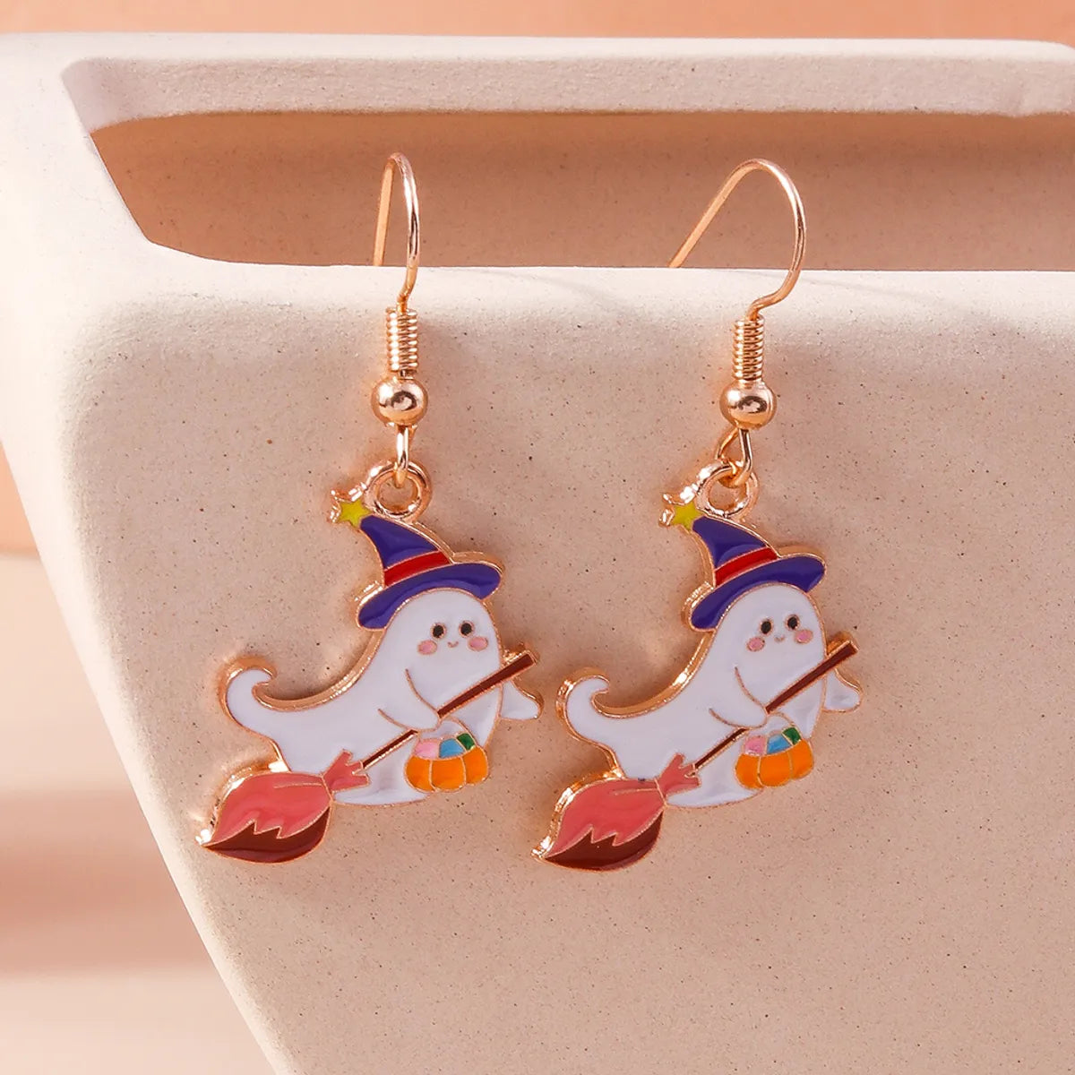 1 Set 1 Pair Funny Ghost Zinc Alloy Drop Earrings