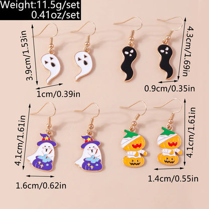 1 Set 1 Pair Funny Ghost Zinc Alloy Drop Earrings