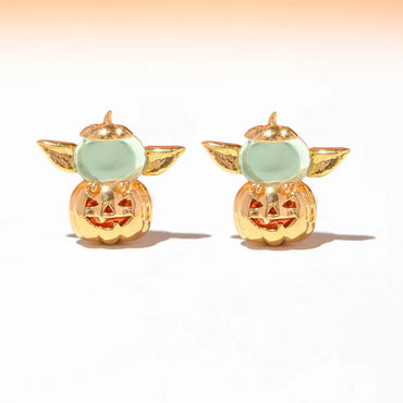 1 Set 1 Pair Funny Modern Style IG Style Halloween Pattern Pumpkin Ghost Plating Copper 18K Gold Plated Drop Earrings Ear Studs