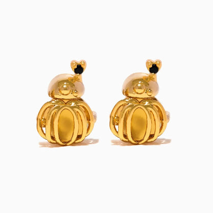 1 Set 1 Pair Funny Modern Style IG Style Halloween Pattern Pumpkin Ghost Plating Copper 18K Gold Plated Drop Earrings Ear Studs