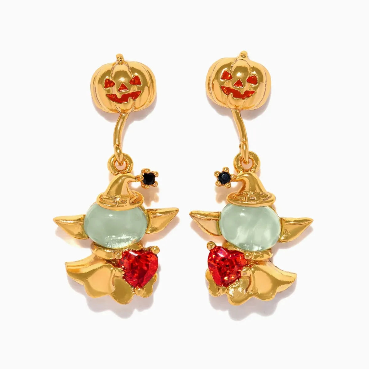 1 Set 1 Pair Funny Modern Style IG Style Halloween Pattern Pumpkin Ghost Plating Copper 18K Gold Plated Drop Earrings Ear Studs