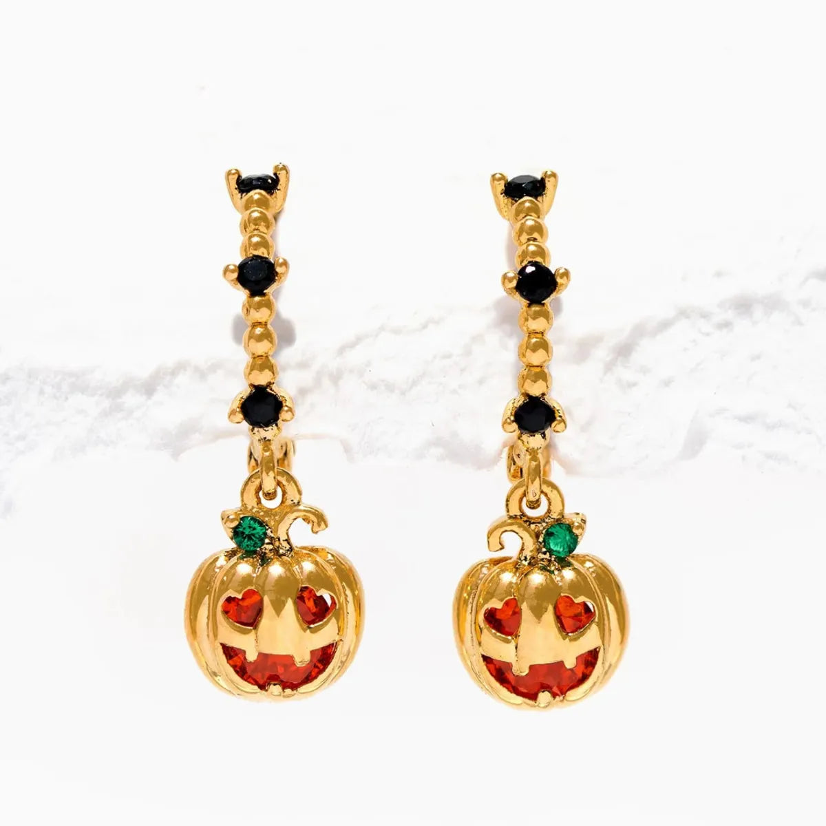 1 Set 1 Pair Modern Style Classic Style IG Style Halloween Pattern Pumpkin Skull Plating Copper 18K Gold Plated Drop Earrings Ear Studs