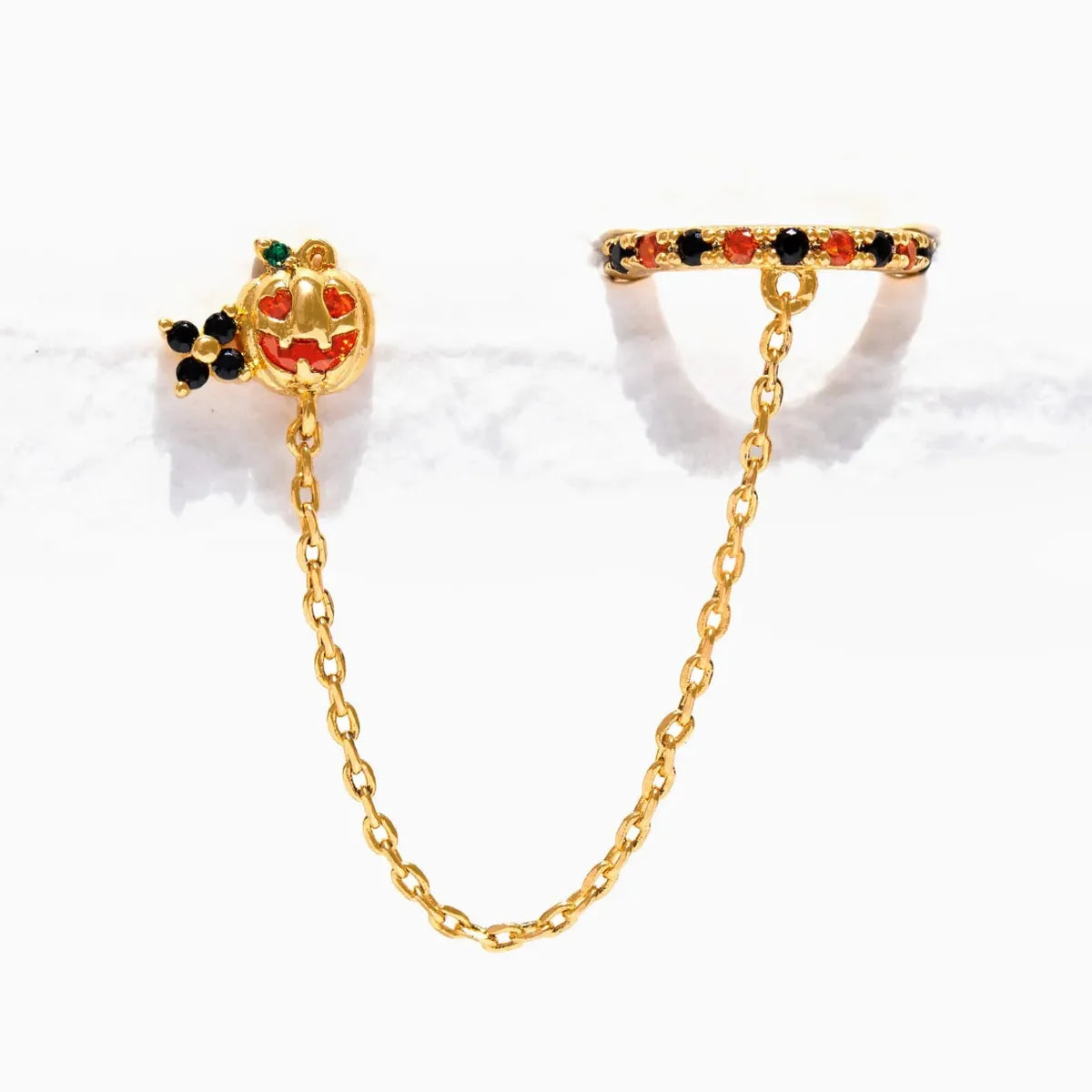 1 Set 1 Pair Modern Style Classic Style IG Style Halloween Pattern Pumpkin Skull Plating Copper 18K Gold Plated Drop Earrings Ear Studs