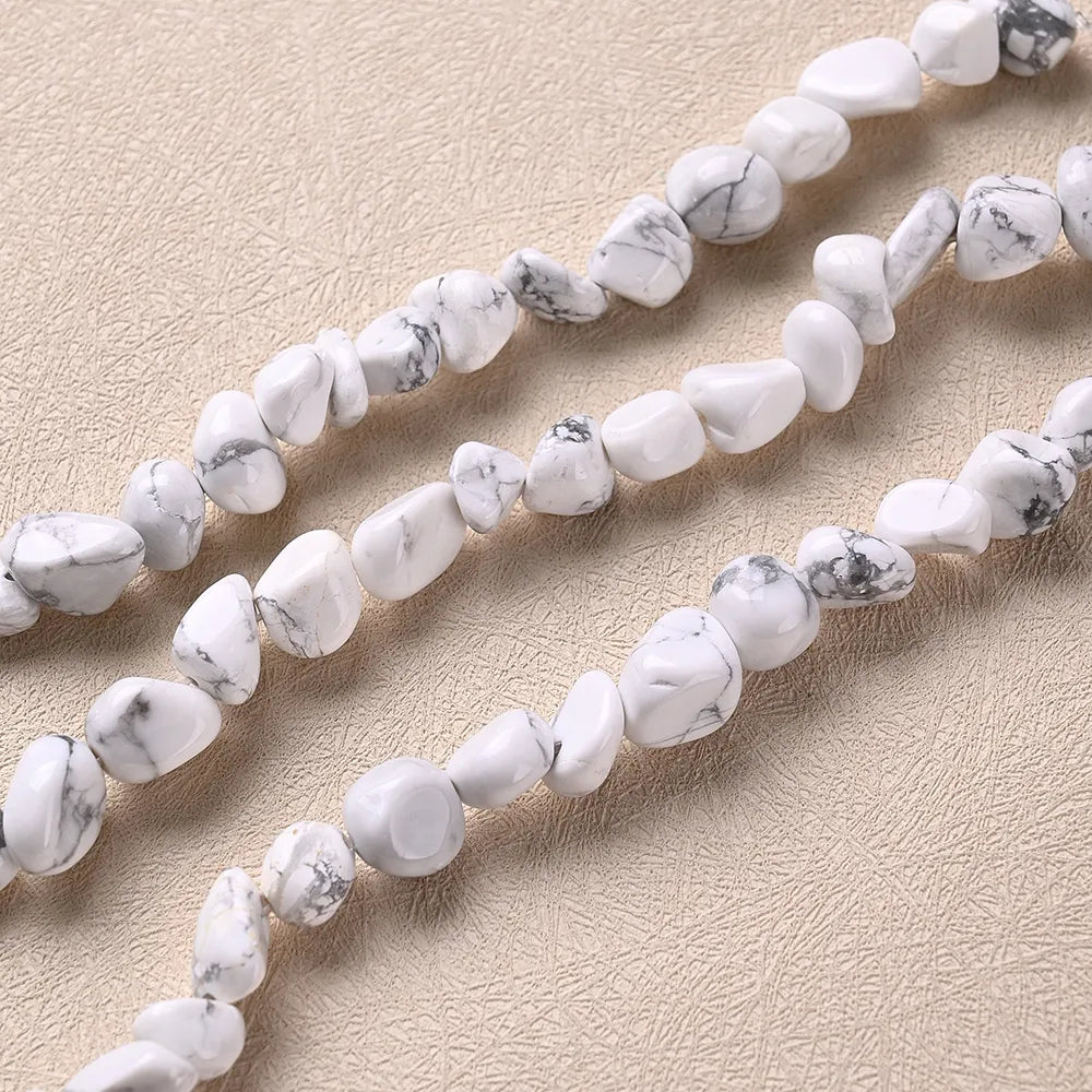 3 Strands/Package 12*8mm Hole 1~1.9mm Natural Stone Howlite Irregular Marble Ink Painting Polished Beads