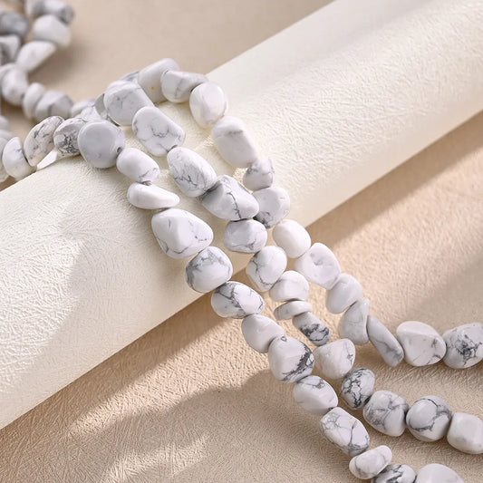 3 Strands/Package 12*8mm Hole 1~1.9mm Natural Stone Howlite Irregular Marble Ink Painting Polished Beads