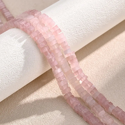 3 Strands/Package 6 * 3mm Hole 1~1.9mm Natural Stone Pink Crystal Simple Solid Color Transparent Polished Beads