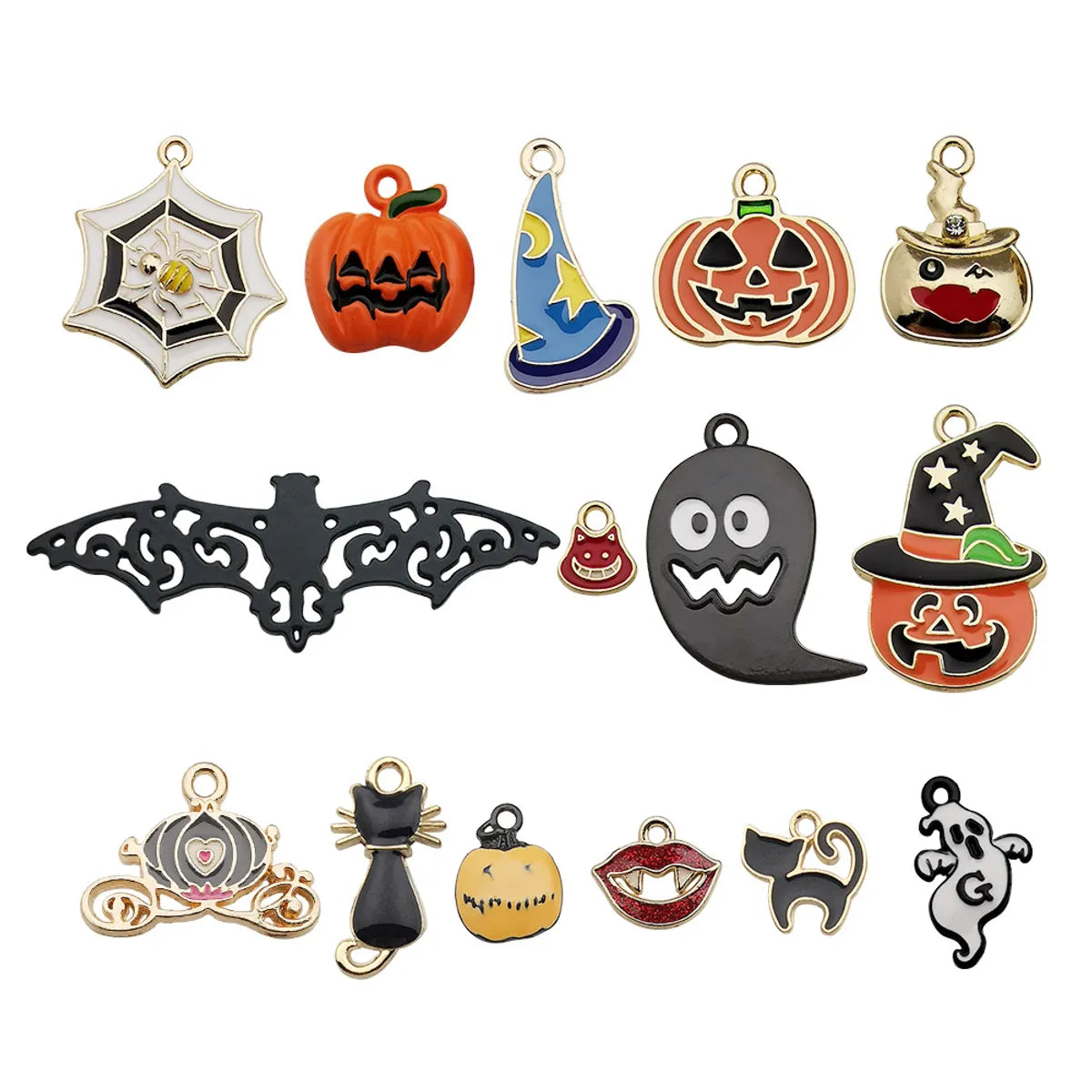 1 Set Alloy Pumpkin Spider Skull Pendant