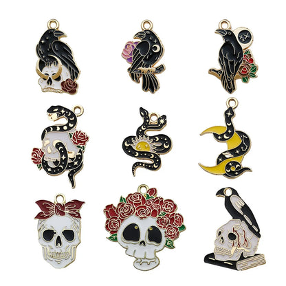 1 Set Alloy Pumpkin Spider Skull Pendant