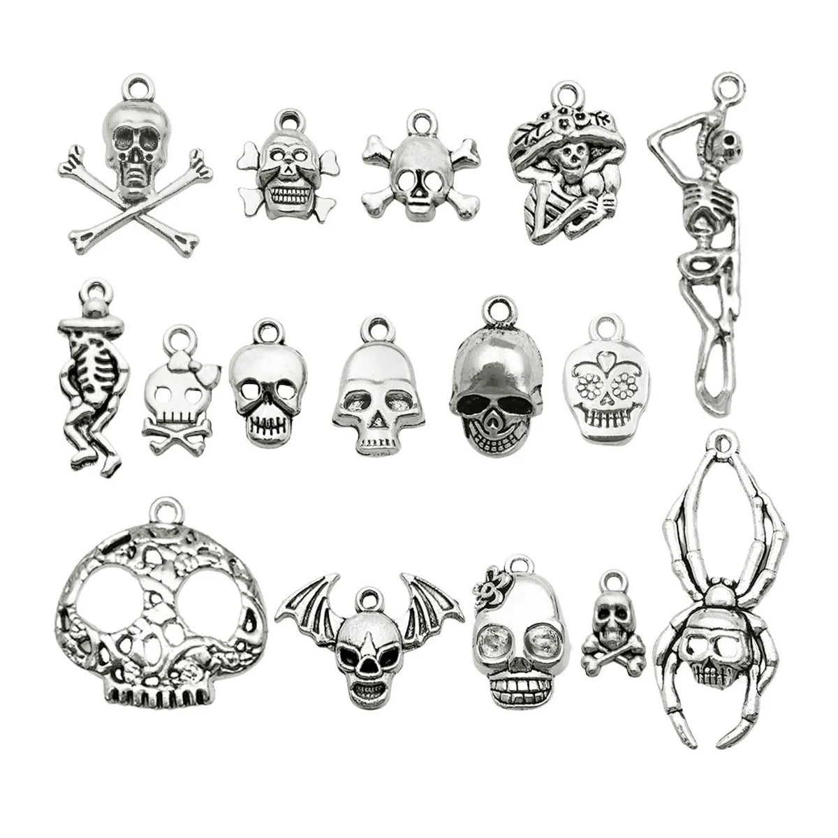 1 Set Alloy Pumpkin Spider Skull Pendant