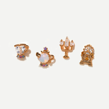 1 Set Artistic Cartoon Cup Brass Asymmetrical Plating Inlay Zircon 18k Gold Plated Ear Studs