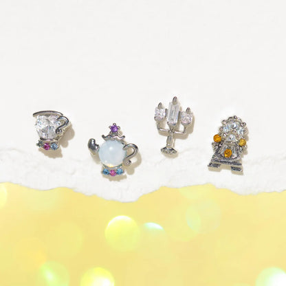 1 Set Artistic Cartoon Cup Brass Asymmetrical Plating Inlay Zircon 18k Gold Plated Ear Studs