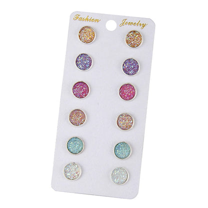 1 Set Basic Lady Classic Style Geometric Plating Inlay Alloy Zircon Ear Studs