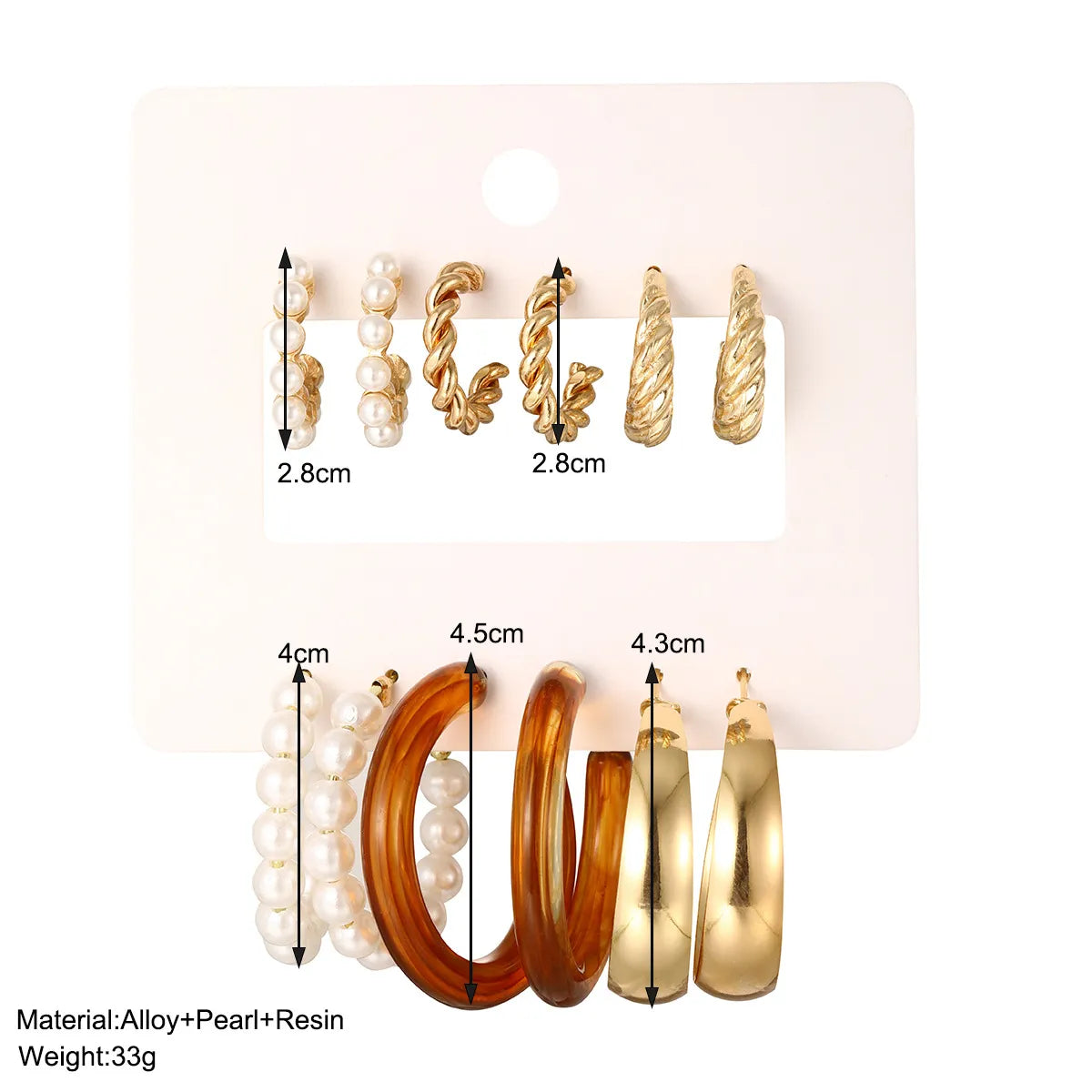 1 Set Basic Modern Style Classic Style C Shape Geometric Plating Inlay Alloy Artificial Pearls Resin Ear Studs