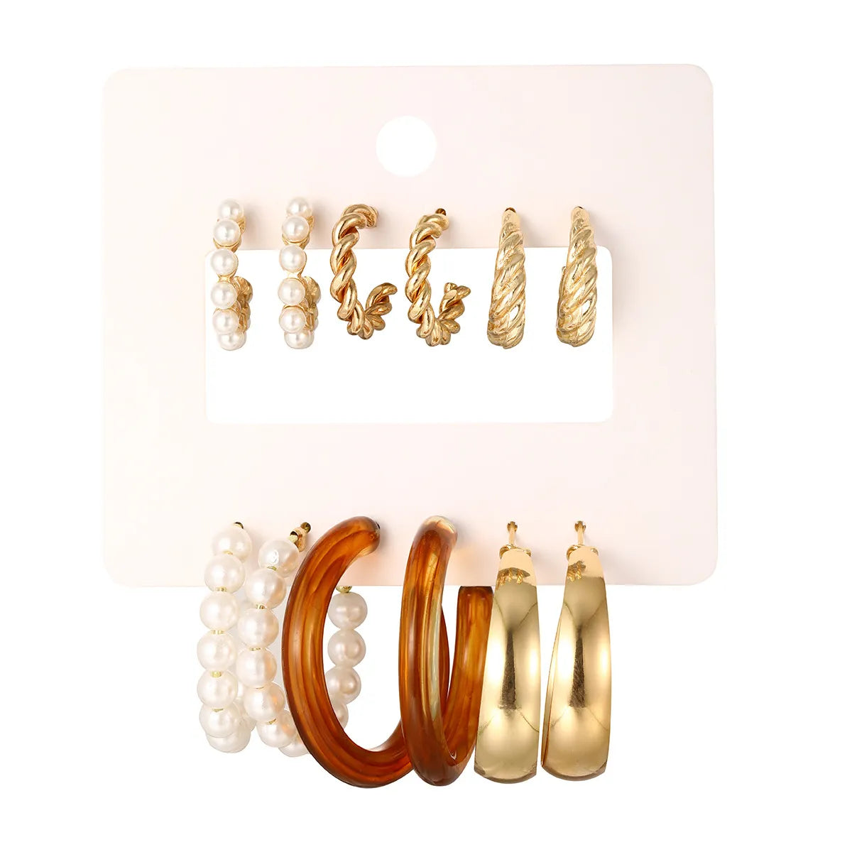 1 Set Basic Modern Style Classic Style C Shape Geometric Plating Inlay Alloy Artificial Pearls Resin Ear Studs