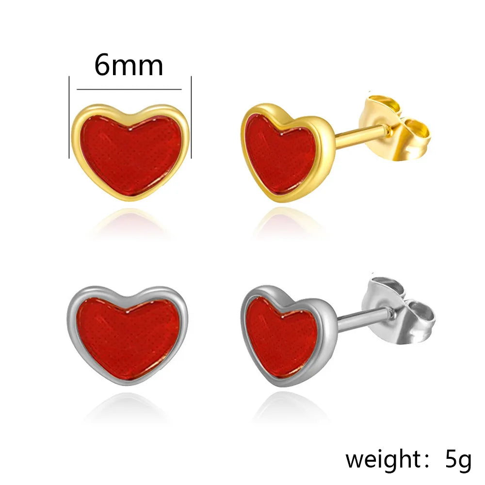 1 Set Basic Modern Style Classic Style Heart Shape Enamel 304 Stainless Steel Gold Plated Ear Studs