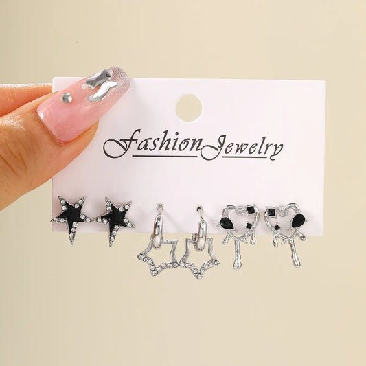 1 Set Basic Modern Style Geometric Star Heart Shape Plating Alloy Earrings