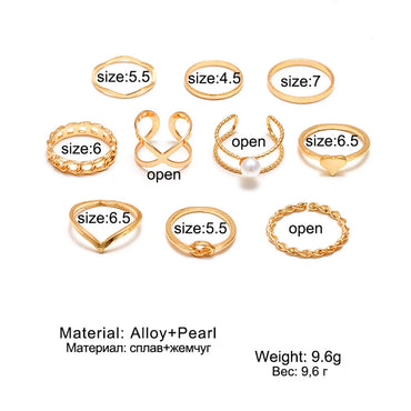 1 Set Beach Geometric Star Heart Shape Alloy Plating Inlay Zircon Women's Rings