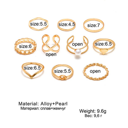 1 Set Beach Geometric Star Heart Shape Alloy Plating Inlay Zircon Women's Rings