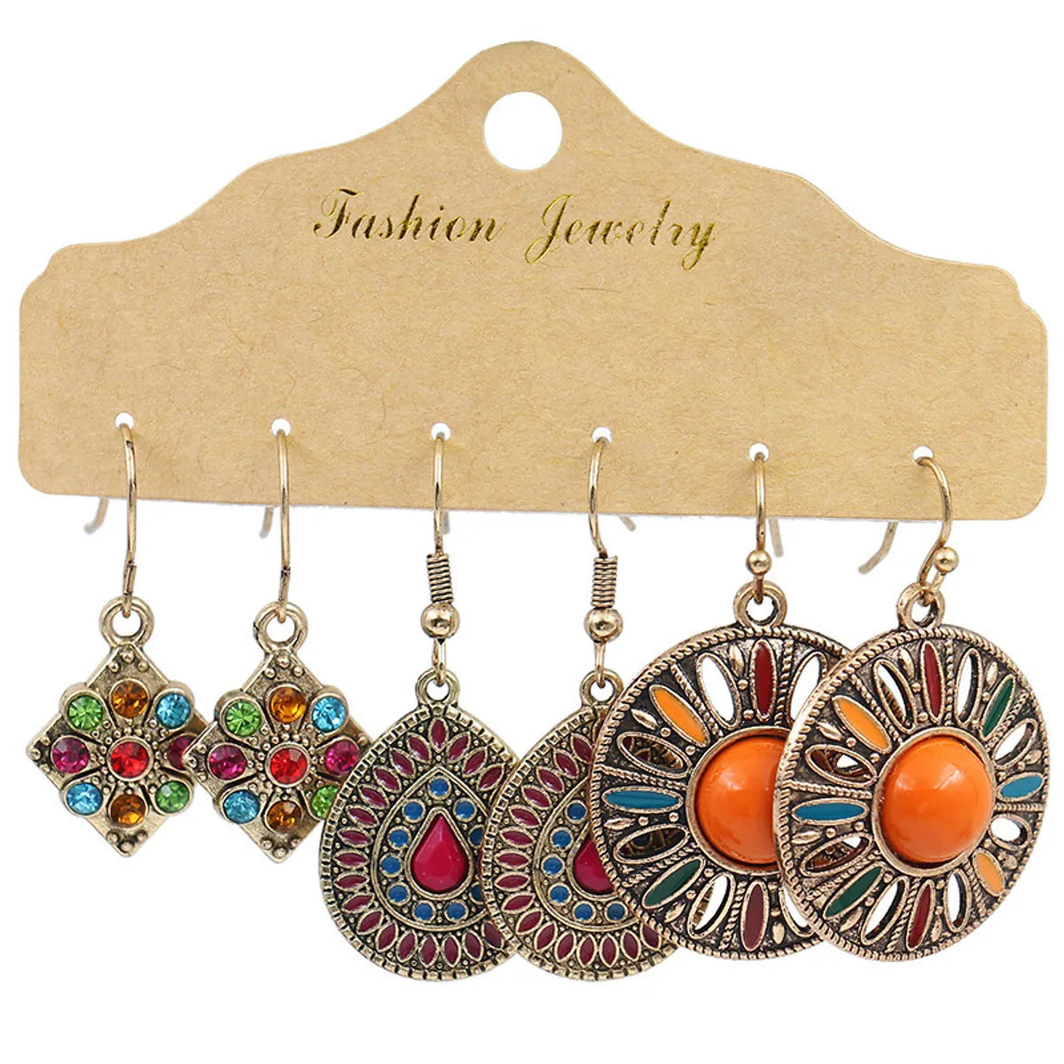 1 Set Bohemian Geometric Plating Alloy Drop Earrings