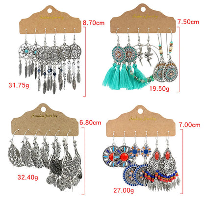 1 Set Bohemian Geometric Plating Alloy Drop Earrings