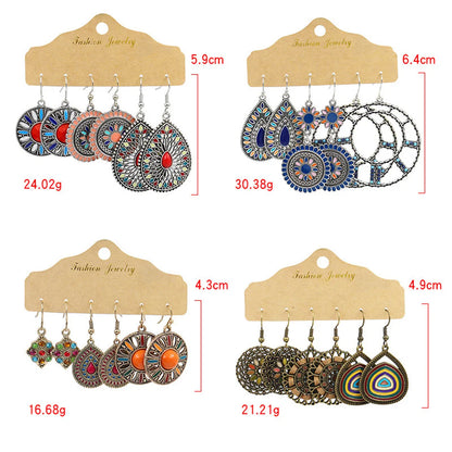 1 Set Bohemian Geometric Plating Alloy Drop Earrings